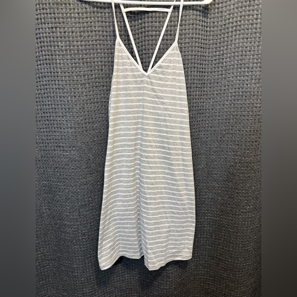 Gray Striped Sleeveless Dress